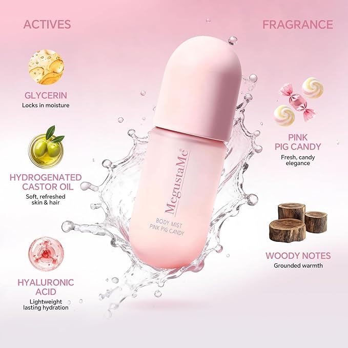 4D Pink Candy Body Spray for Women, Long Lasting Sweet Candy Fragrance Mist, Paraben & Phthalate Free, Lightweight Non-Sticky Daily Perfume, Skin Safe Girly Body Scent, Travel Size 3.38 fl oz