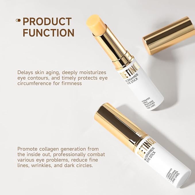 VSTYLE Retinol Eye Stick, Cream Balm Body Moisturizing Lip Blam Neck Cream Portable Eye Skin Stick Anti-Wrinkle Removing Dark Circles Fine Line Moisturizing for Women Man Daily Skin Care