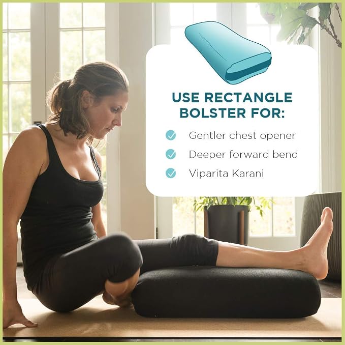 Bean Products Yoga Bolster - Made In The USA With Eco Friendly Materials - Round or Rectangular Support Cushions That Elevate Your Practice - Organic Hemp Cover