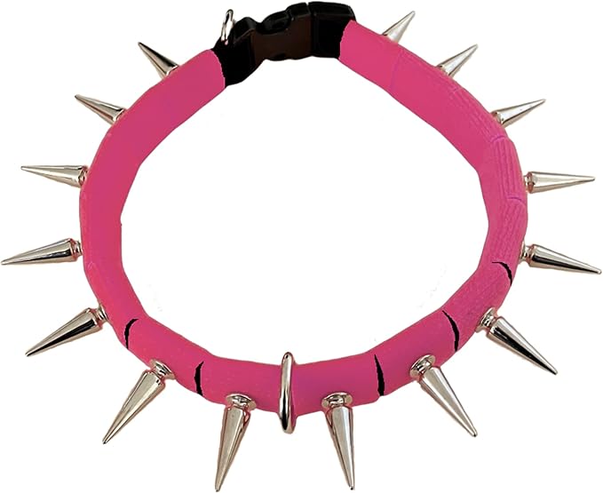 CoyoteCollar Spike Dog Collar, Adj/Replaceable Spikes, Large, Pink