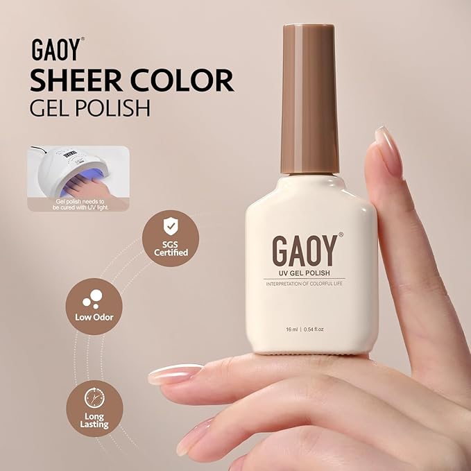 GAOY Jelly Red Gel Nail Polish, 16ml Sheer Translucent Soak Off Gel Polish, UV Light Cure for Nail Art DIY at Home, 3039 Rich Burgundy