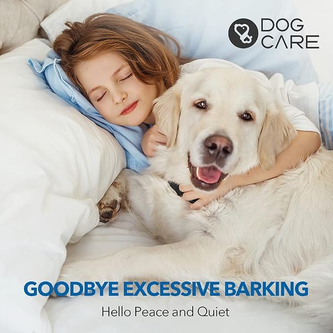 DOG CARE Rechargeable Dog Bark Collar with Intelligent Bark Control, Vibration, Effective Sound, Shock Training Modes for Dogs with 5 Adjustable Levels, Dog Shock Collar with LED Indicator
