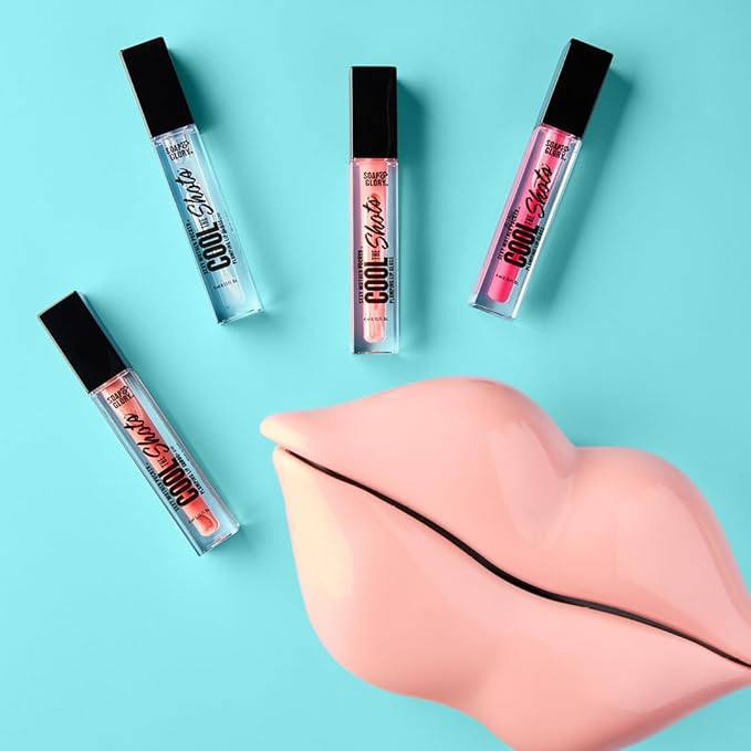 Soap & Glory SMP Cool The Shots Plumping Lip Gloss - Hydrating & Cooling Lip Plumper - Infused with Menthol & Vitamin E - High Shine, Glossy Finish - Vegan & Cruelty-Free - Clear (4ml)