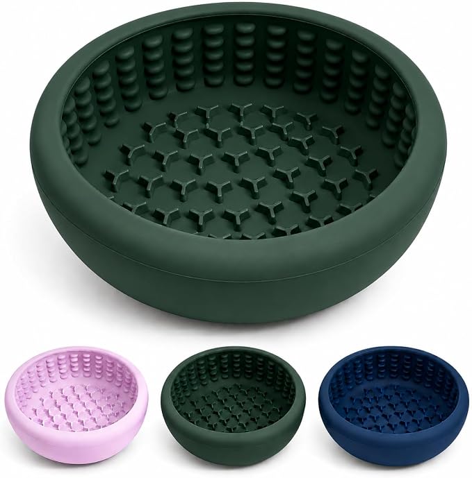 Dog Lick Bowl, Anxiety Relief Slow Feeder Lick Bowls for Dogs(Green, Large)
