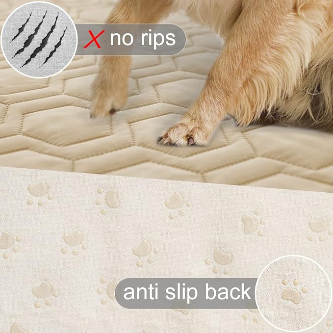 Tcksstex Waterproof and Non-Slip Dog Bed Cover and Pet Blanket Sofa Pet Bed Mat ，car Incontinence Mattress Protectors Furniture Couch Cover for Most Cats Dogs,Pets（52x82-Beige）