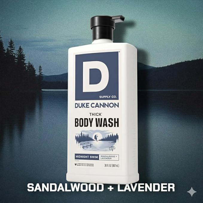 Duke Cannon THICK Body Wash for Men, Midnight Swim, Deep Cleansing & Hydrating Shower Gel, Long-Lasting Fresh Scent, 30 oz