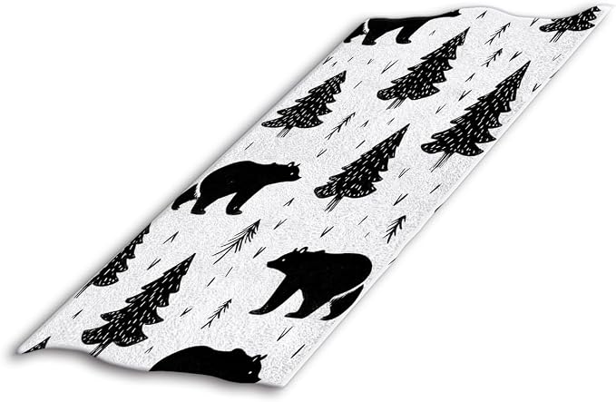 Woodland Black Bears Hand Towel Mountain,Grizzly Trees Face Towels Suit Travel Sports Pool Swimming Bath Camping Spa Gym Yoga,15x30 Inch