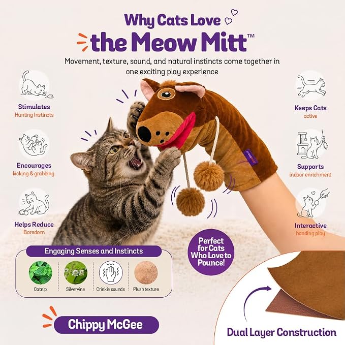 Meow Mitt Wearable Cat Wrestling Glove Puppet - Squirrel