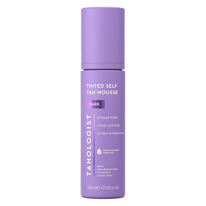 Tanologist Dark Self Tan Mousse, Tinted Self-Tanning Mousse, Streak-Free, Natural Glow, No Fake Tan Smell Or Orange Tone, Long Lasting, Clean Ingredients, Vegan, 6.76 fl. oz/200 ml Bottle