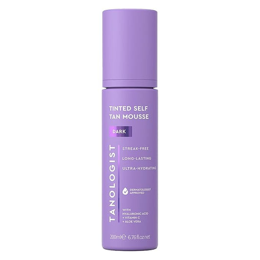 Tanologist Dark Self Tan Mousse, Tinted Self-Tanning Mousse, Streak-Free, Natural Glow, No Fake Tan Smell Or Orange Tone, Long Lasting, Clean Ingredients, Vegan, 6.76 fl. oz/200 ml Bottle