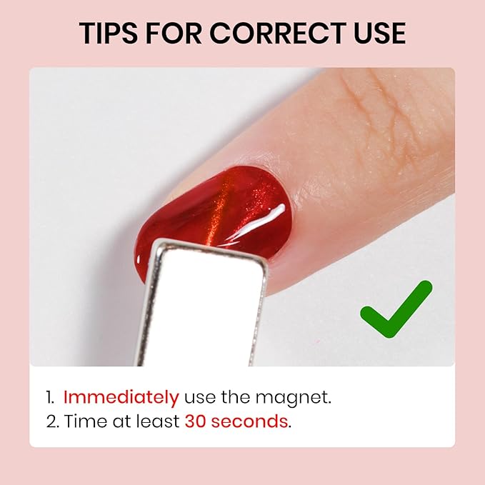 Red Quick Dry Cat Eye Nail Polish Non Gel, Magnetic Nail Polish with Magnet Cateye Fingernail Lacquer Air Fast Drying Manicure Gift For Women Girls 16ml/0.54 oz
