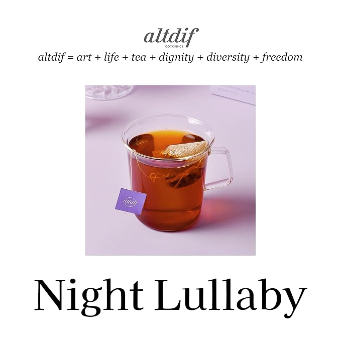 ALTDIF Rooibos Rosemary Night Lullaby Herbal Tea Bag Set for Calm and Restful Sleep - Chamomile and Lavender Blend - Caffeine-Free Floral Tea Bag Box for Evening Relaxation - 8 Pyramid Teabags
