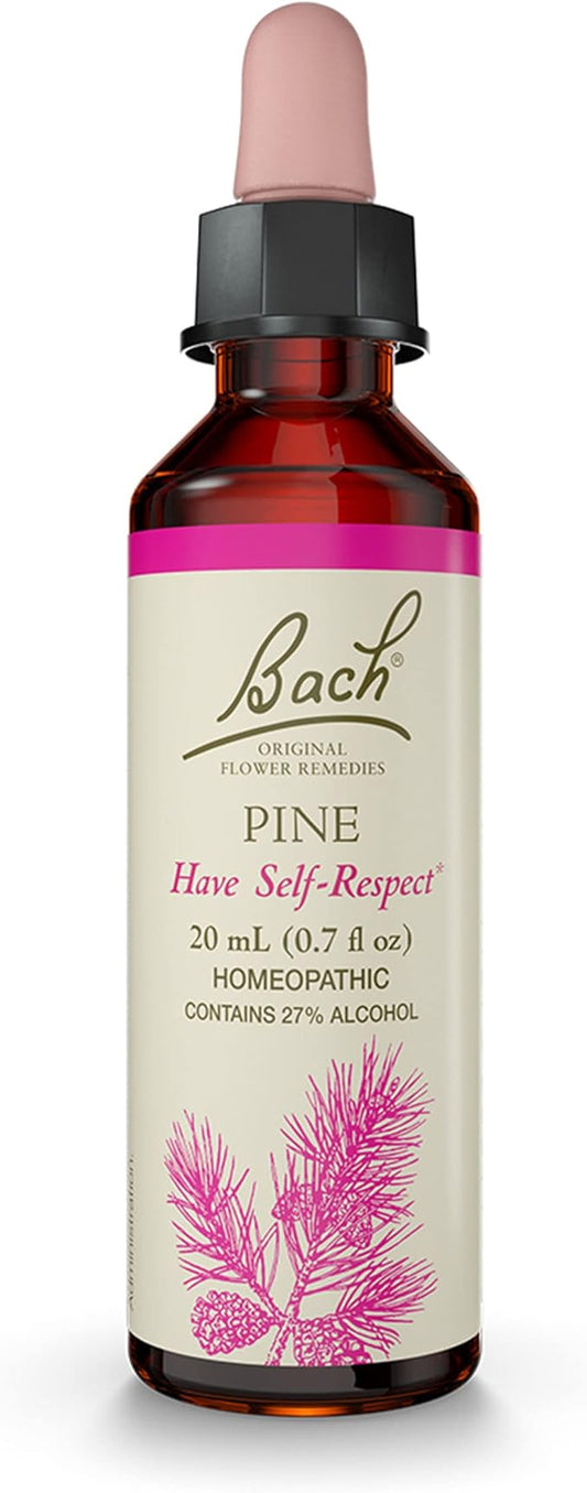 Bach Original Flower Remedies, Pine - Have Self-Respect - Natural Homeopathic Flower Essence for Emotional Balance - Vegan, Gluten Free, Sugar Free - 20mL Dropper