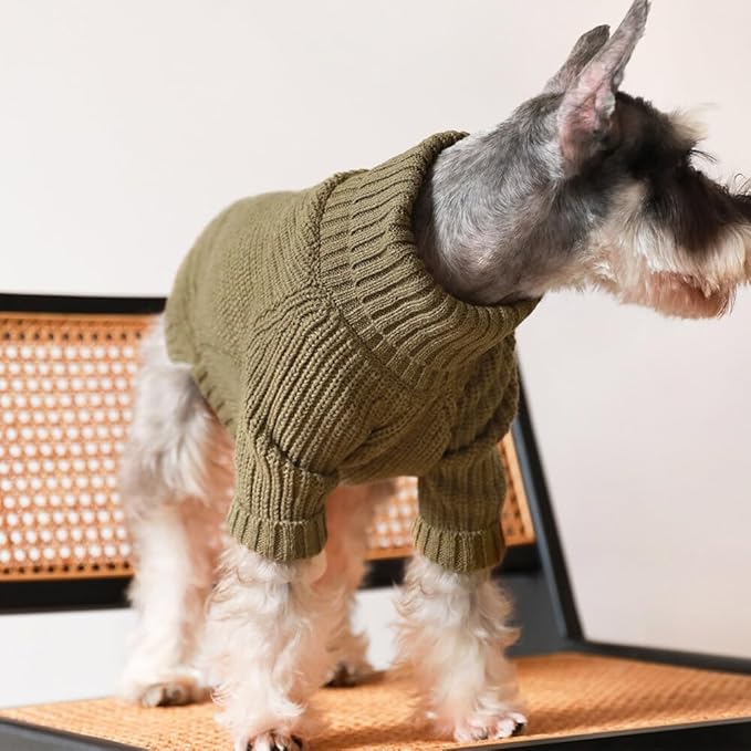 Fitwarm Thermal Knitted Dog Sweater Doggy Winter Coat Pet Clothes Doggie Turtleneck Jacket Puppy Outfits Cat Sweatsuit Sage Green Small