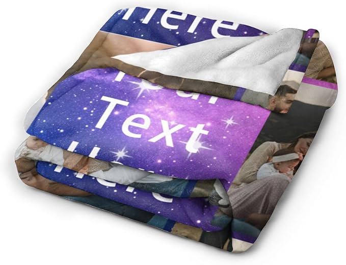 Custom Blanket with Picture Text, Personalized 8 Photo Blanket, HD Printing Customized Flannel Throw Blanket Gifts for Mom Dad Couple Girlfriend Boyfriend Wife Husband Christmas