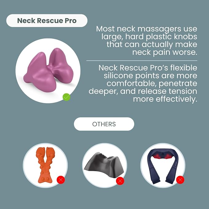 Trigger Point Neck Massager for Neck Pain Relief, Occipital Release Tool, 100% Silicone Design with Flexible Points to Relieve Deep Muscle Tension and Headaches