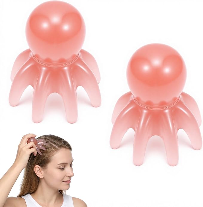 ElevateTech 2 Pcs Scalp Massager Tool Manual Head Massager Comb Point Massage Comb Head Massage Tools for Headaches Portable Pink Gua Sha Acupressure Tool for Hair Body Relaxation