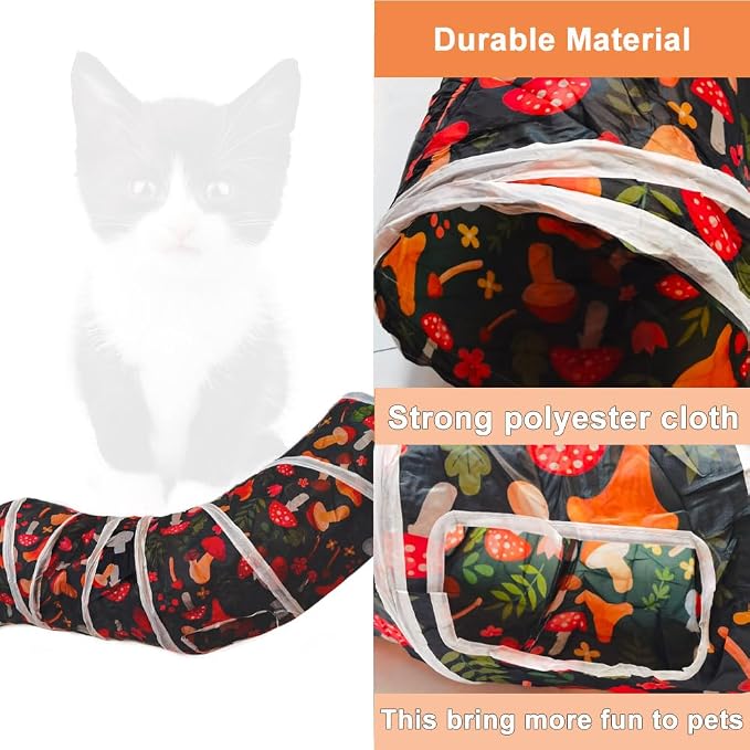 Cat Tunnel, Cat Tunnels for Indoor Cats, S-Shape Foldable Cats Cave