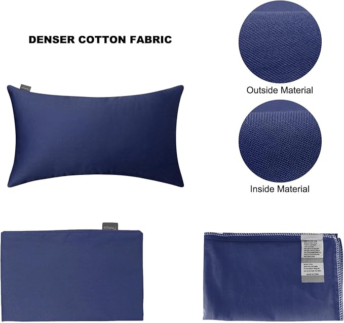 Thmyo 4-Pack 100% Cotton Lumbar Comfortable Solid Decorative Throw Pillow Case Rectangle Cushion Cover Sublimation Blank Pillow Covers Halloween DIY Throw Pillowcase(12x20inch/30x50cm,Dark Blue)