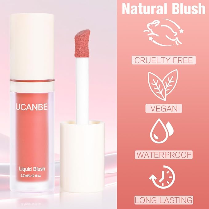 Dewy Liquid Blush for Cheeks, High Pigment Buildable Cream Blush, Long-Lasting Natural Glow - Hydrating Formula Lightweight Makeup Radiant Flushed Cheeks (07 Satin Rose)