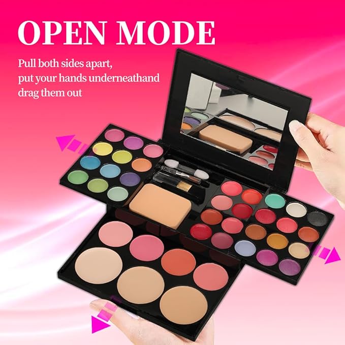 Badhare Beauty Full Face Palette Makeup Kit 24 Color Eyeshadow Palette, 8 Lip Gloss, 4 Blush, 3 Dual Powder, with Brushes & Mirror | Travel Friendly Professional Cosmetic Set with Shimmer Shades