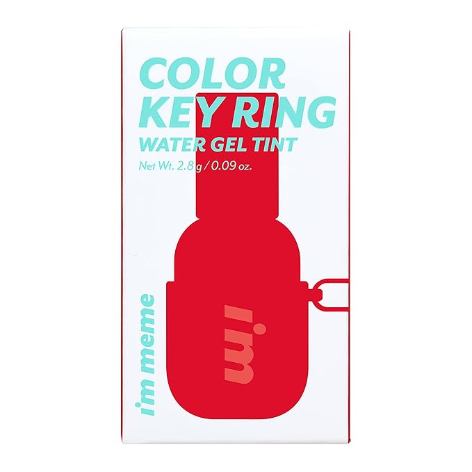 I'M MEME Color Key Ring Water Gel Lip Tint - 06 My Cherry | Long Lasting Lip Gloss, Hydrating Glossy Finish, Kbeauty, Cute Korean Makeup, Compact, Portable Keychain, Travel-Friendly, Gift, 0.09 Oz