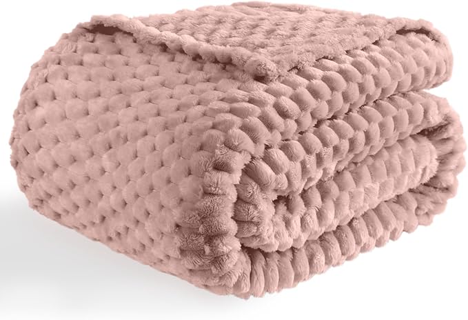 Bnuitland Pink Flannel Throw Blanket (50X40 inches), 300 GSM Fleece Cozy Warm Soft Lightweight Bed Sofa Blanket for Babys and Pets, Suitable for All Seasons