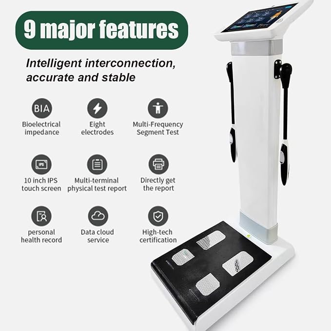 Smart Body Composition Analyzer 10.1 inch HD Touch Body Composition Monitor Health Analyzer Measurement Analysis Fat Testing Machine Human Analyzer Monitor Health Analyzer with Printer