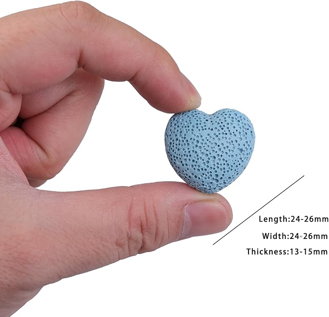 rockcloud Blue Lava Rock Stone Heart Shape Pocket Stones Dyed Lava Rocks Aromatherapy Essential Oil Diffuser Set, 0.9 Inch, 10 Pcs