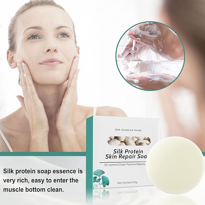 2PCs SkinFerm Collagen Milk Whitening Soap, Silk Protein Skin Repair Soap, Exfoliating and Brightening Soaps for Dull, Uneven Skin, Smooth And Soft Complexion for Face & Body