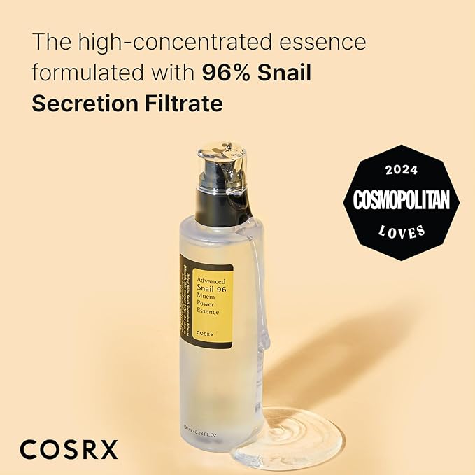 COSRX Snail 96 Essence + Hydrogel Mask 3EA- Advanced Snail 96 Mucin Serum and Glass Glow Hydrogel Collagen Face Masks, Travel Essentials, Stocking Stuffers, Korean Skin Care