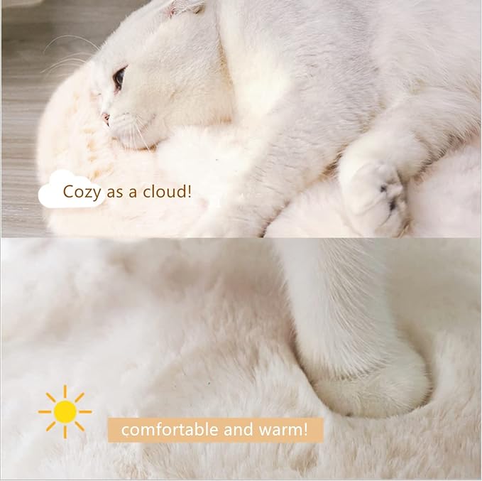 SHENGOCASE 2-Pack 12" Round Faux Rabbit Fur Cat Dog Bed Cushion Pad Mat, Cat Tree Tower Replacement Cushion Pad for Window Perch, Carrier House Cage Crate Kennel Furniture