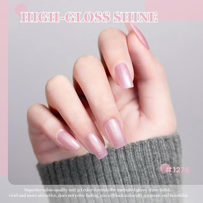 RARJSM Nude Light Pink Glitter Gel Nail Polish Silver Pearlescent Shimmer Finish Gelpolish 15ml Soak Off Nuded Skin Tone Rose Color Home Salon French Manicure Varnish Curing Requires