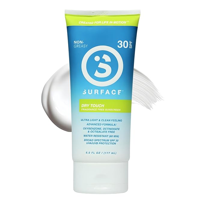 Surface Sunscreen Lotion SPF 50 for Face and Body, Natural Formula, Lightweight and Reef Friendly, Broad Spectrum UVA UVB Protection, Water Resistant Sun Care for Outdoor Use, Fragrance Free, 6oz