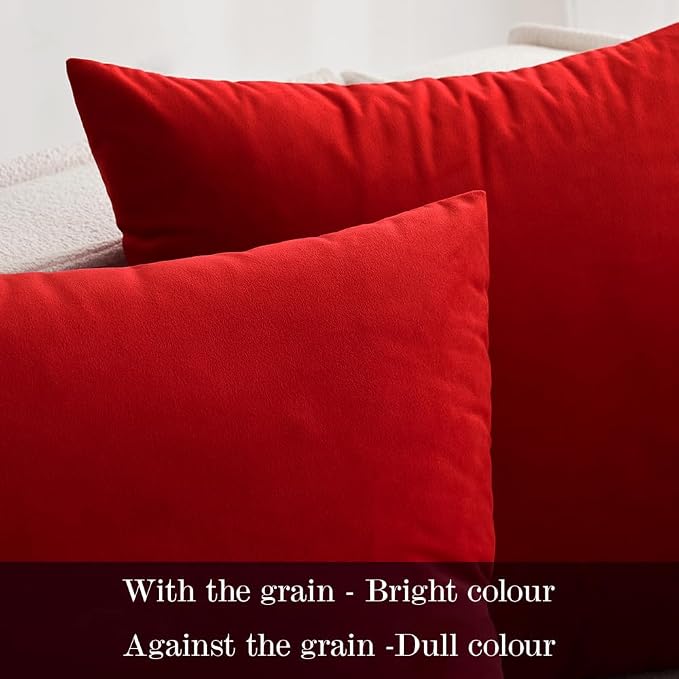 MIULEE Velvet Throw Pillow Covers 18x18 Inch Pack of 2 Bright Red | Soft Solid Decorative Pillow Covers, Modern Luxury Home Decor, for Couch Chair Sofa Bedroom Livingroom