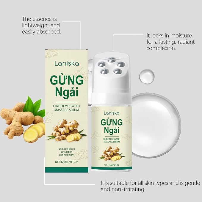 Ginger Mugwort Roller Massage Liquid, Gentle Nourishing & Moisturizing, Neck and Shoulder Comfort Care Essence, Natural Plant Extracts for Relaxation (1)