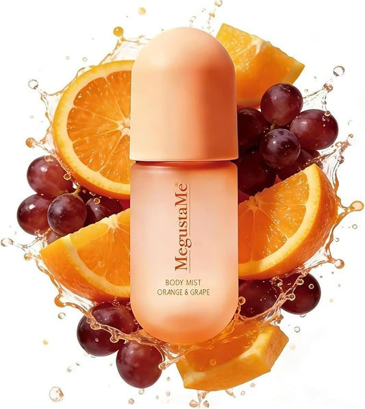 Orange & Grape Body Spray for Women, Long Lasting Citrus Fruits Perfume Mist, Paraben Free Phthalate Free, Lightweight Non-Sticky Gentle Skin Safe Daily Fragrance, Travel Size 3.38 fl oz