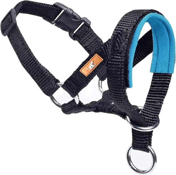 Dog Head Collar with Soft Fabric, Genlte Head Harness for Dog to Stop Pulling with Adjustable Loop(S,Lake Blue)