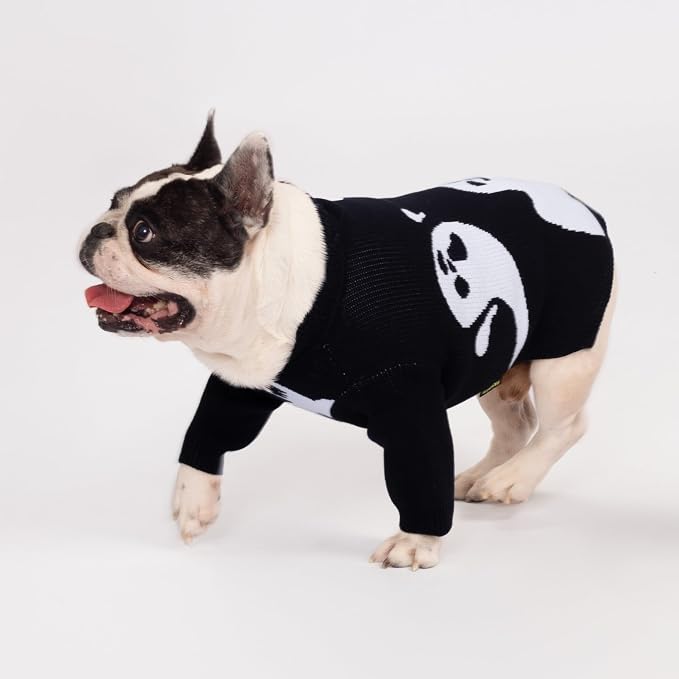 Fitwarm Halloween Ghost Dog Sweater, Funny Costumes for Dogs, Pet Apparel, Black, White, XXL