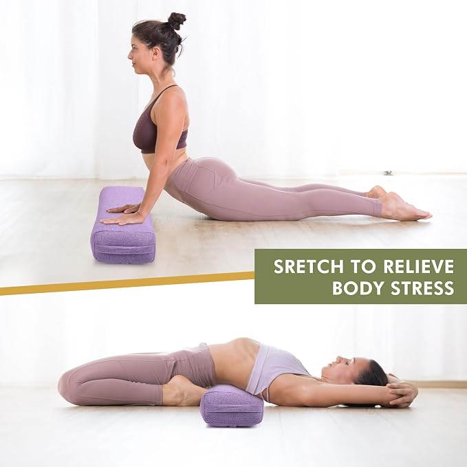 Suzile 3 Pack Yoga Bolster Pillow for Restorative 25" x 9" x 5" Meditation Pillow Rectangular Lightweight Yoga Pillow Cushion with Handle, Washable Cover Yoga Accessories