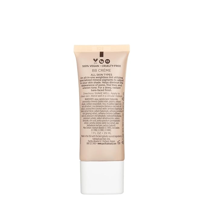Pacifica Beauty Alight Multi Mineral BB Cream - Shade 3, Makeup, Hyaluronic Acid, Skin Tint, Makeup Primer, Iluminator, Minimize Pores, Fine Lines, Uneven Skintone, Vegan, 1 fl oz (1 Count)