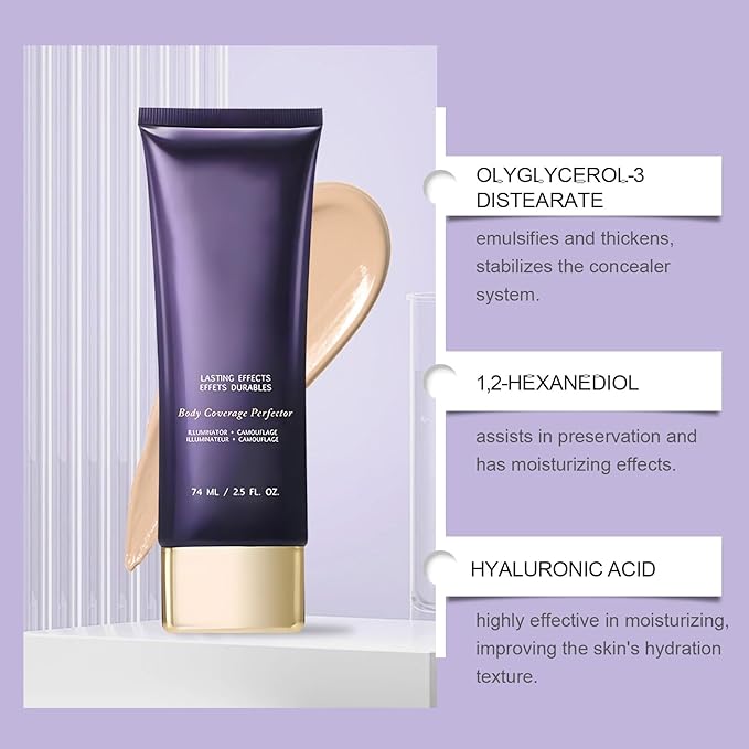 All Over Complexion Perfector, Body Coverage Perfector, Tattoo Cover-up Makeup, Transfer-Resistant Body Makeup, Long Last Body Foundation(Nature)