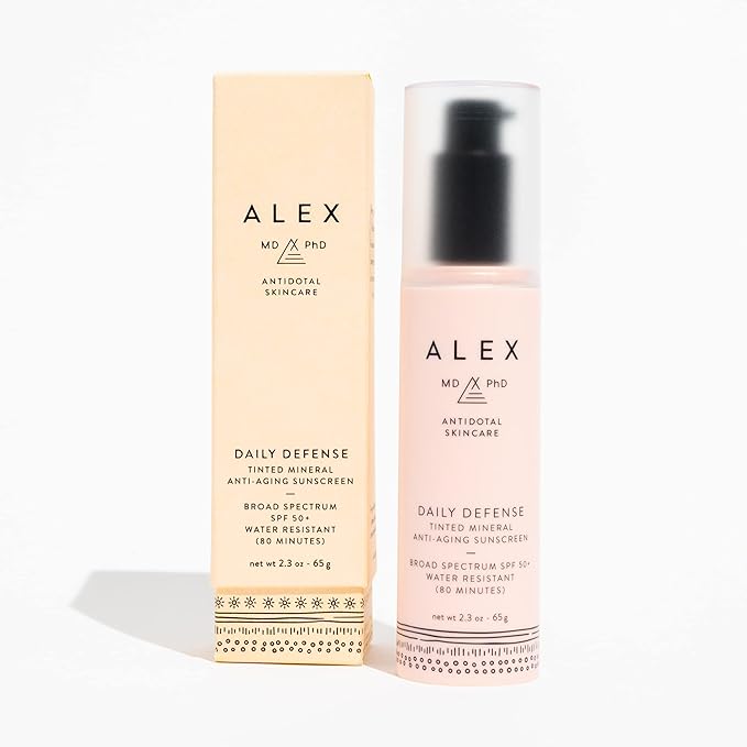 Sunscreen for Face, Tinted Mineral Facial Sunscreen SPF 50+, Anti Aging Daily Defense Moisturizer for Sensitive and Post-Procedure Skin with Zinc Oxide, Chemical-Free, Coral Reef Friendly