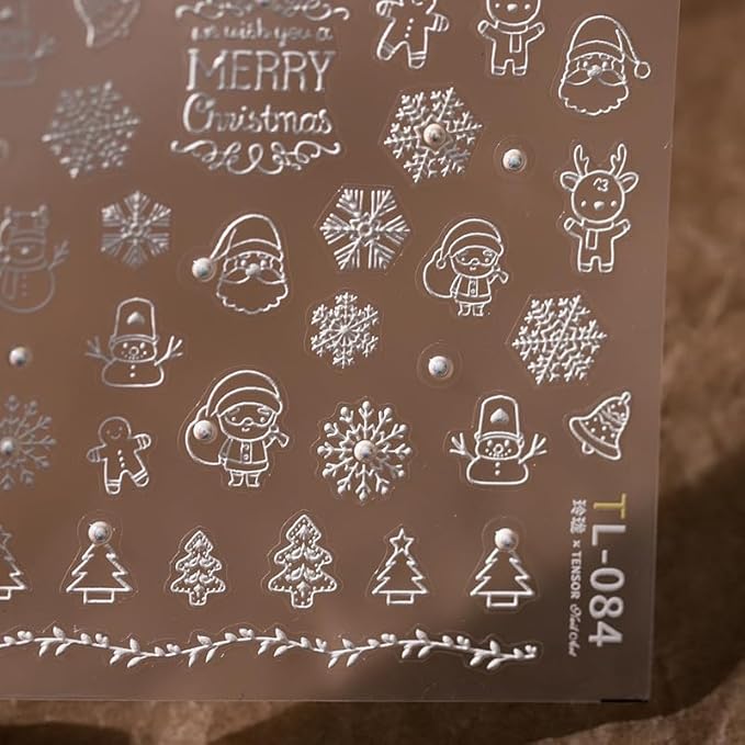 Christmas Nail Stickers for Nail Art, 5D Self-Adhesive Snowflake Pearl Nail Decals, Nail Supplies Nail Art Design Accessories for Women and Girls Manicure DIY Decoration