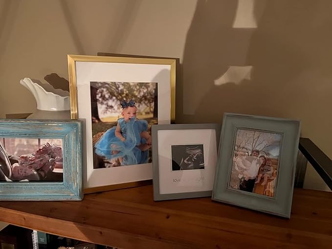 upsimples 11x14 Picture Frame, Gallery Wall Frames Set of 5, Gold | Photo Frame Collage Wall Decor, 11 x 14 Frame, 8x10 Frame with Mat for Family, Baby, Hallway, Diamond, Wedding