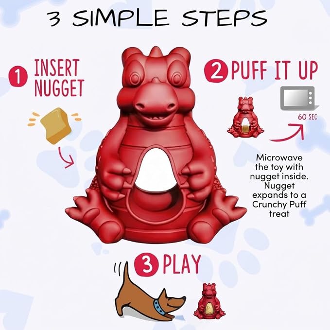 Yeti Puff & Play Interactive Dog Toy, Nugget Treat Dispenser, Red Dragon