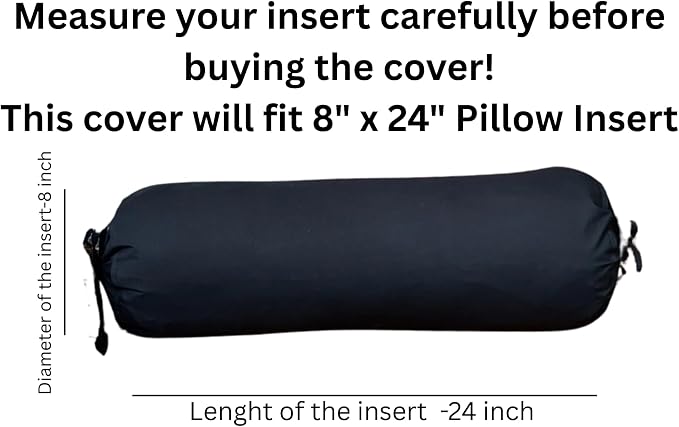 Saffron Quilted Bolster Pillow Cover (Mustard, 8" Diameter x24 Long (20 cm x 60 cm))