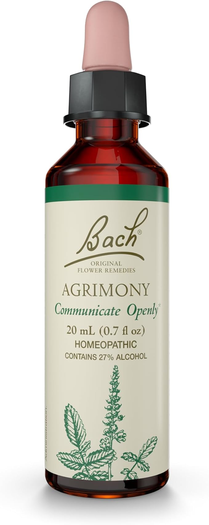 Bach Original Flower Remedies, Agrimony - Communicate Openly - Natural Homeopathic Flower Essence for Emotional Balance - Vegan, Gluten Free, Sugar Free - 20mL Dropper