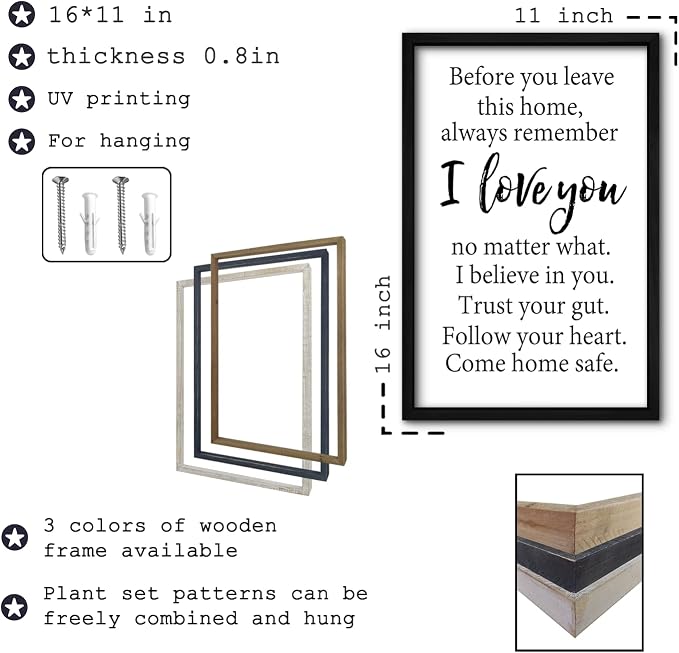 RLWangChao Before You Leave This Home Wall Decor Art 16"X11" Black | I Love You Sign, Inspirational Quotes, Family Entryway, Wood Framed Wall Hanging
