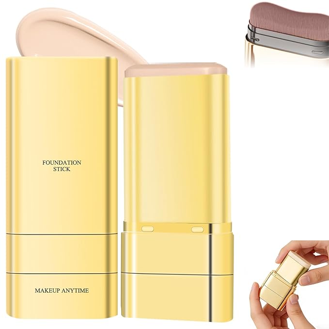 Luminous Dual-Ended Concealer Foundation Stick,Korean 3-in-1 Foundation Stick with Concealer & Brush,Double Head Foundations Make up Sticks,Full Coverage Korean Makeup Skin Tint(#01 IvoryWhite)